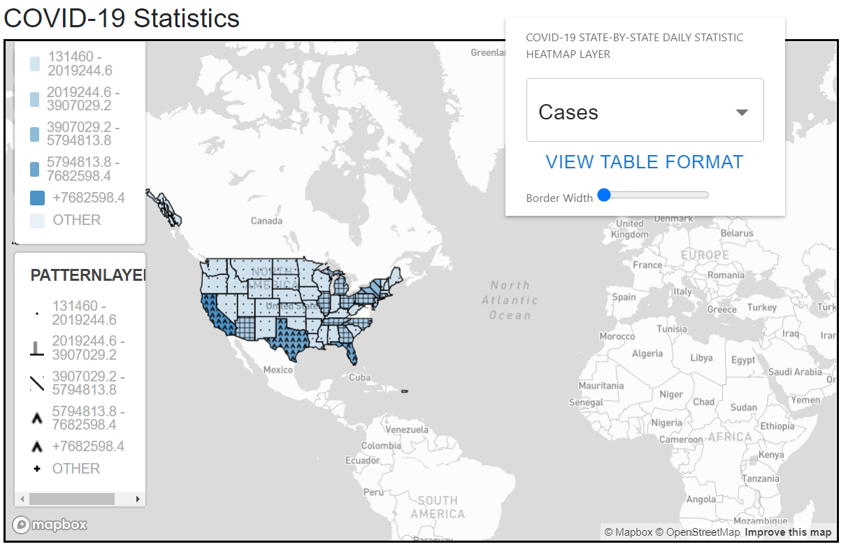 Screenshot of the map when the browser text size is increased. The data layer panels are cut off by the borders of the map, and the control panel overflows the map boundaries